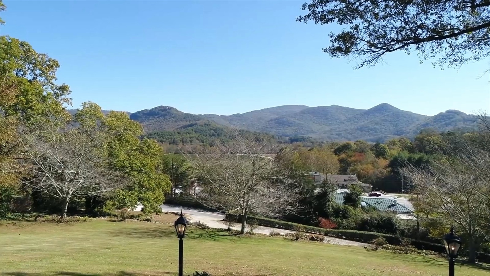 Homes for sale in Dillard GA: the Dillard valley and Blue Ridge Mountains from the hillside above town
